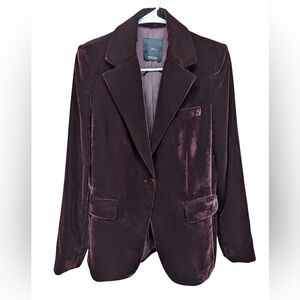 Mango velvet blazer size S open shoulder pads‎